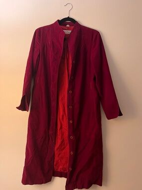 Vintage Marisa Crimson Long Button Coat